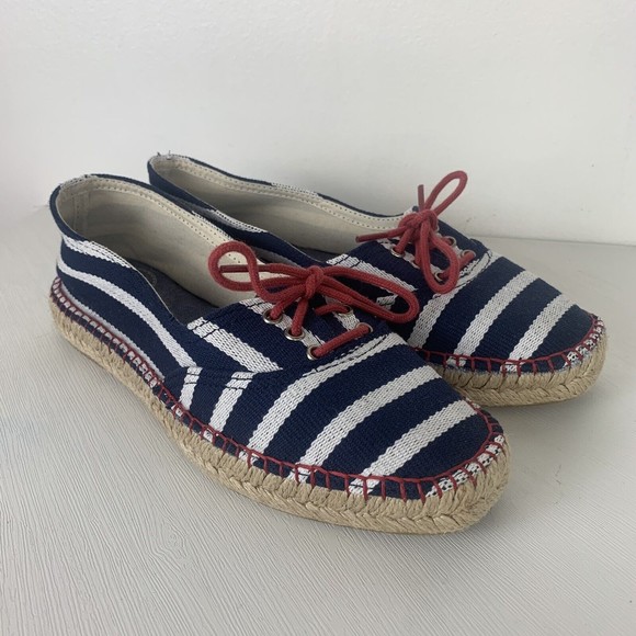 Toni Pons Origins Espadrilles Slip On Shoes Striped Blue And white 37 / 7 - Picture 1 of 6